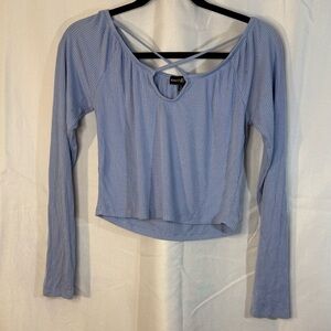 Almost Famous Light Blue Ribbed Blouse